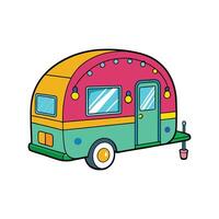 Retro Trailer with Neon Sign Design. vector