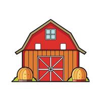 Unique Rustic Barn with Hay Bales. vector
