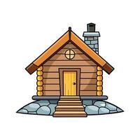 Log Cabin with Stone Pathway Design. vector