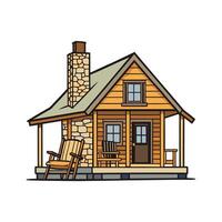 Unique Rustic Cabin with Open Porch. vector