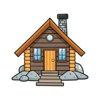 Elegant Log Cabin with Stone Pathway. vector