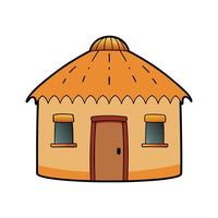 Charming Desert Hut with Straw Roof. vector