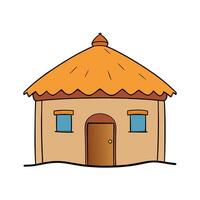 Elegant Simple Desert Hut with Straw Roof. vector