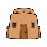 Charming Small Desert Adobe House. vector