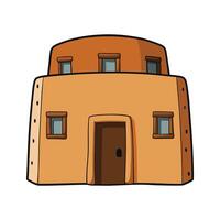 Unique Small Desert Adobe House. vector