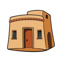 Beautiful Small Adobe House with Rounded Walls. vector