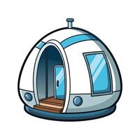 Modern Futuristic Pod House with Glass Front. vector