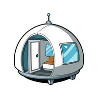 Unique Futuristic Pod House with Glass Front. vector