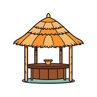 Elegant Tiki Hut with Thatch Roof. vector