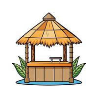 Charming Tiki Hut with Thatch Roof. vector