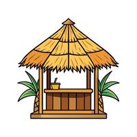 Cozy Small Tiki Hut with Bamboo. vector