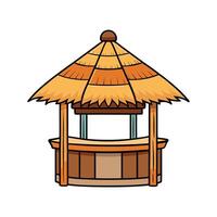 Unique Small Tiki Hut with Bamboo Walls. vector