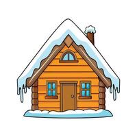 Charming Winter Cabin with Snow. vector