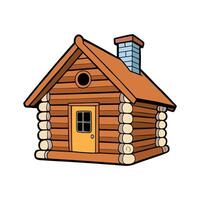 Log Cabin with Stone Chimney. vector