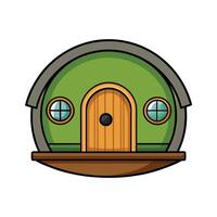 HobbitStyle House with Round Door. vector