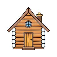 Charming Tiny Log Cabin with Chimney. vector