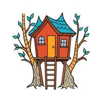 Elegant Treehouse in Tall Branches. vector