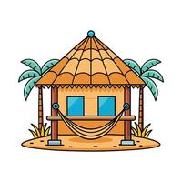 Charming Beach Bamboo Hut. vector