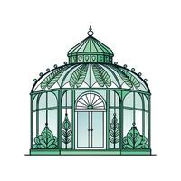 Charming Victorian Greenhouse Design Illustration. vector