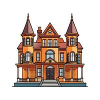 Elegant Victorian Mansion with Iron Details. vector