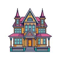 Stylish Victorian House Featuring Elegant Details vector