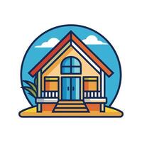 Stylish Beach House with Bold Outline Design vector