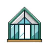 Modern Glass House Icon Featuring Bold Outline vector