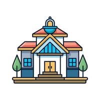 Elegant House with Beautiful Fountain Feature vector