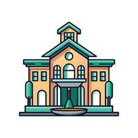 Beautiful House Featuring Elegant Fountain Area vector