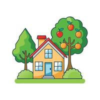Charming House Featuring Tree in Yard vector