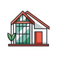 Beautiful House Featuring Cozy Greenhouse Area vector