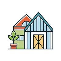 Quaint House Featuring Inviting Greenhouse vector