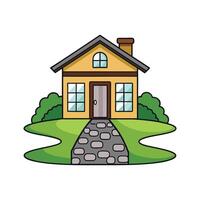 Stylish House Featuring Beautiful Pebbled Path vector