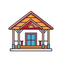 Stylish House Featuring Inviting Porch and Pergola vector