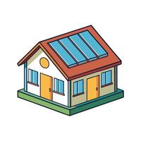 Elegant House with Advanced Rooftop Solar System vector