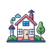 Elegant House Featuring Modern Sprinkler System vector
