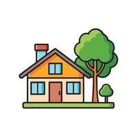 Beautiful House Showcasing Tree in Front Yard vector