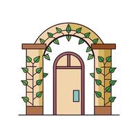 Stylish House Featuring Beautiful Vine Archway vector