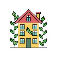 Beautiful House featuring Unique Climbing Vines vector