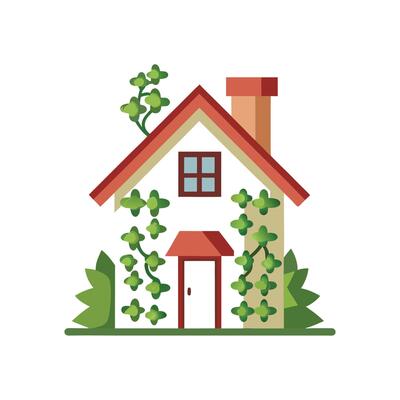 Stylish Residence with Decorative Ivy Growth