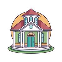 Charming Home with Round Porch Design vector