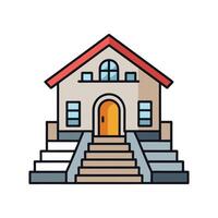 Elegant Residence Showcasing Beautiful Stone Staircase vector