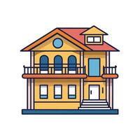 Elegant Home with Two Story Balcony Design vector