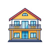 Charming Home with Upper Floor Balcony vector