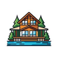 Elegant Lakefront House Showcasing Scenic Design vector