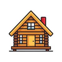 Elegant Log Cabin with Bold Outline Features vector