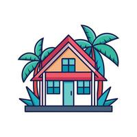 Elegant Tropical House Showcasing Unique Features vector