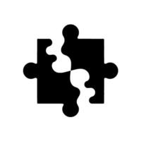 Black and white jigsaw puzzle two interlocked pieces, abstract modern on white background. vector