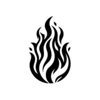 Bold black and white fire icon stylized flames on a clean white background. a modern, representation of combustion. vector