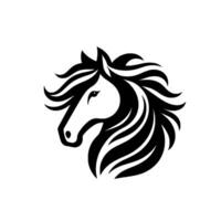 Stylized black and white horse head design, illustrating grace, power, and elegance with a modern geometric composition. vector